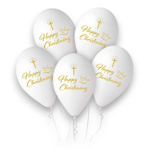 Picture of CHRISTENING LATEX BALLOONS WHITE 12 INCH 5 PACK